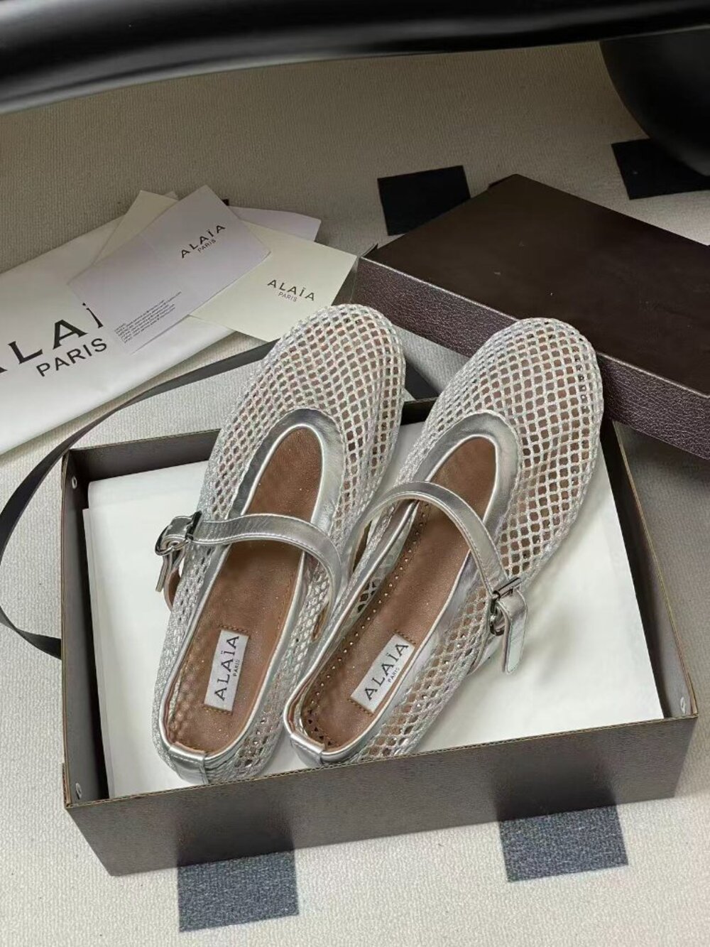 Alaia Runway Style Flat Ballet Flats - Picture 3 of 6